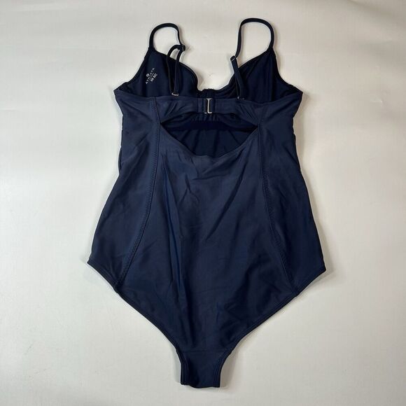 Athleta One Piece Swimsuit Womens 38 B/C Underwire Navy Blue Swimwear Modest - Picture 3 of 6